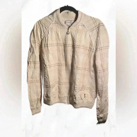 St John tan and cream long sleeve waist  length sport jacket L - Picture 1 of 3